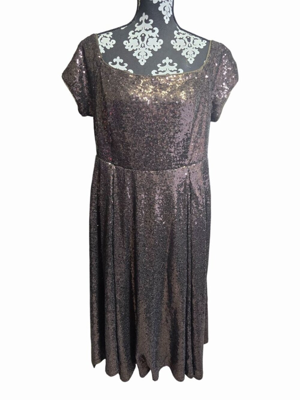 Torrid Sequin Brown Dress Size 18 Short Sleeve Holiday Cocktail Party